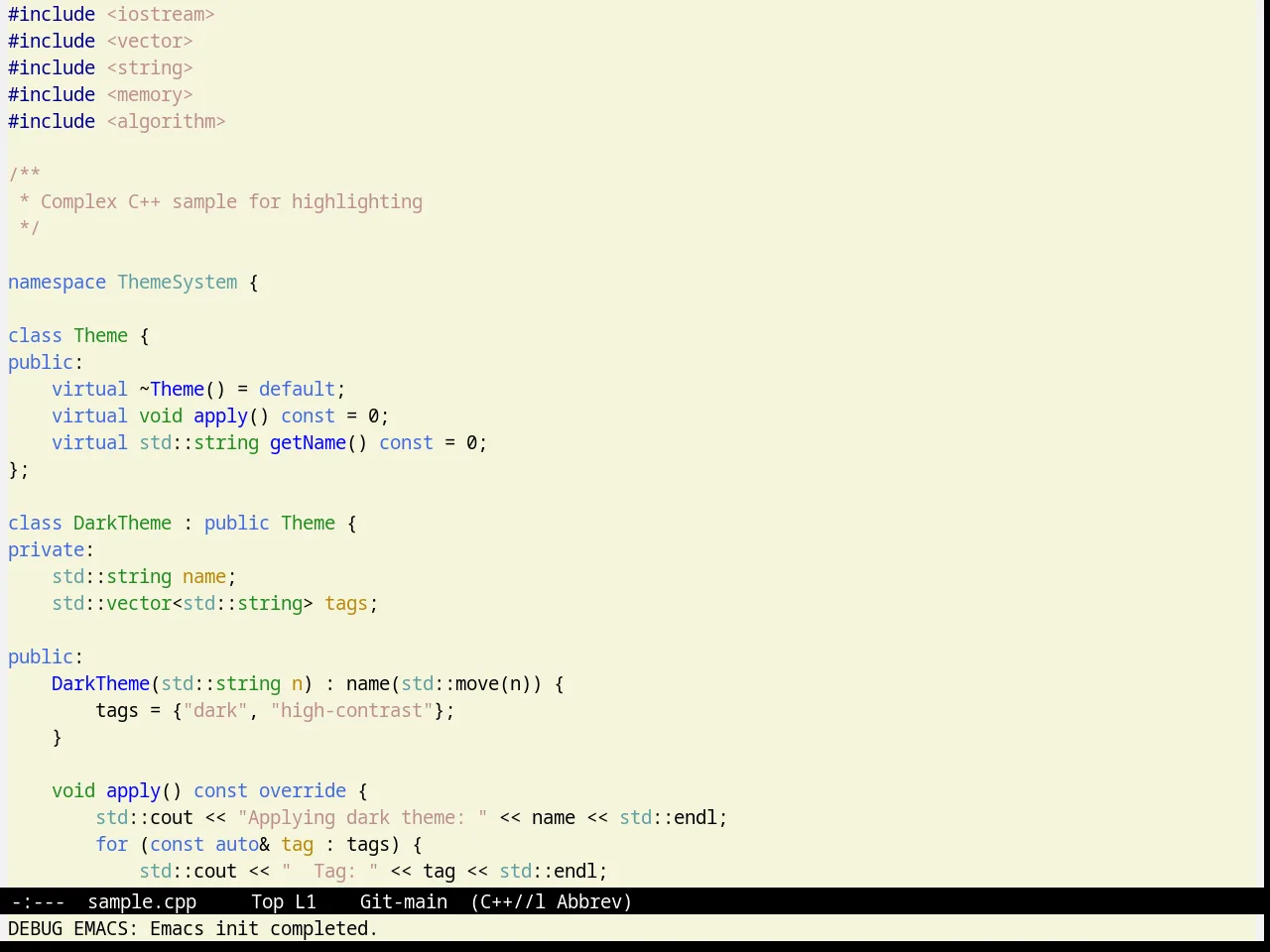 Greiner Theme in c++-mode