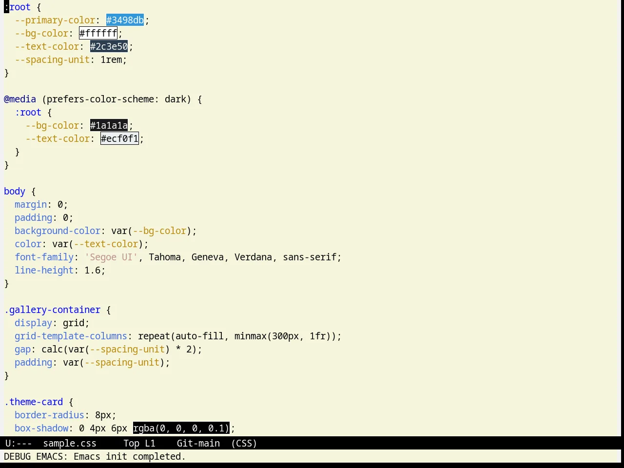 Greiner Theme in css-mode