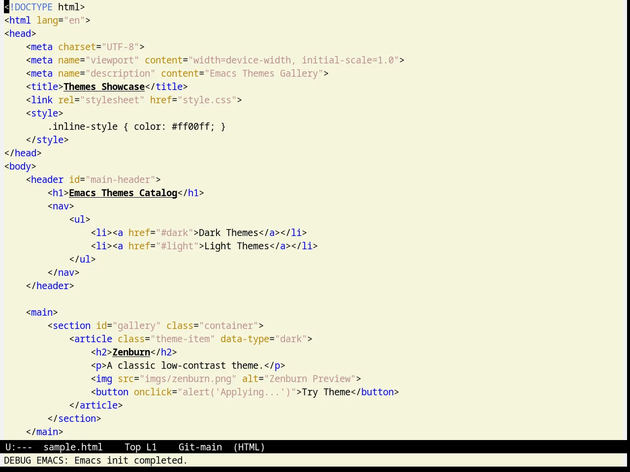 Greiner Theme in html-mode