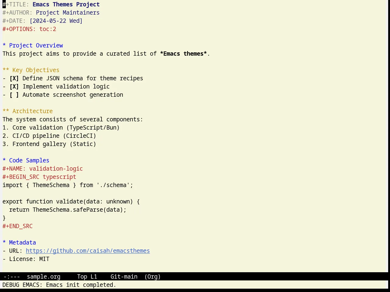 Greiner Theme in org-mode