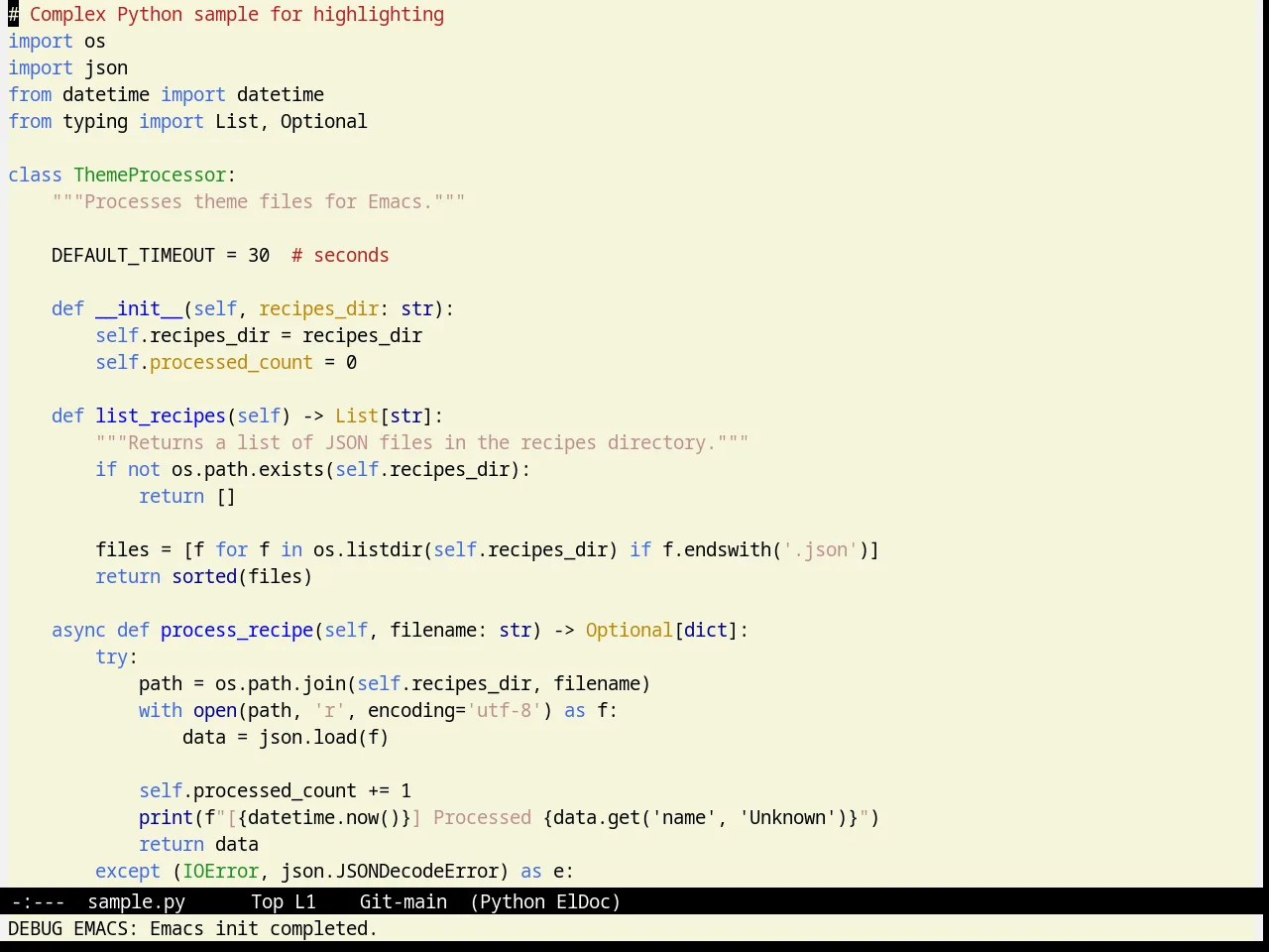 Greiner Theme in python-mode