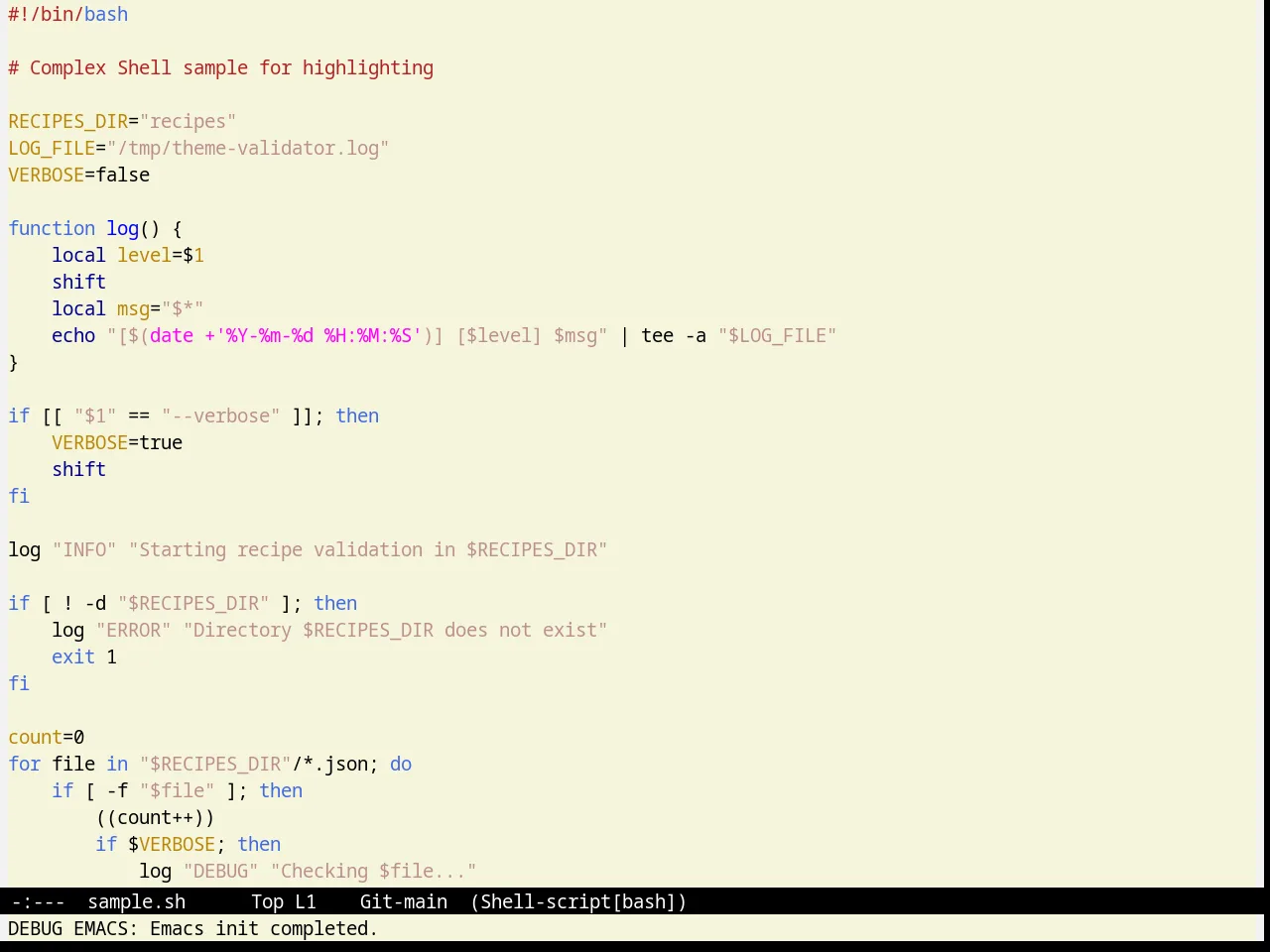 Greiner Theme in sh-mode