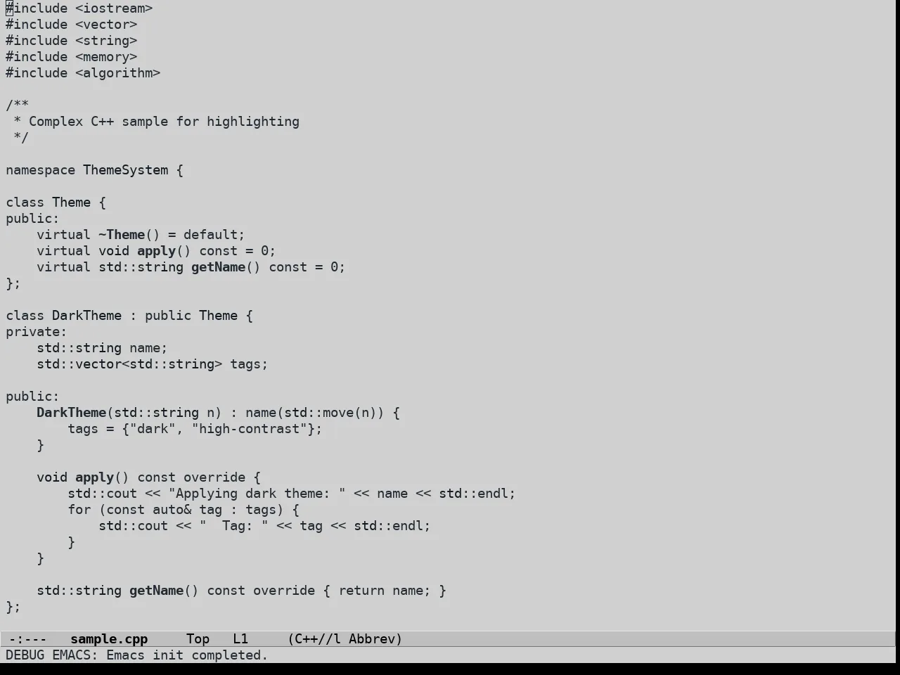 Grey Paper Theme in c++-mode