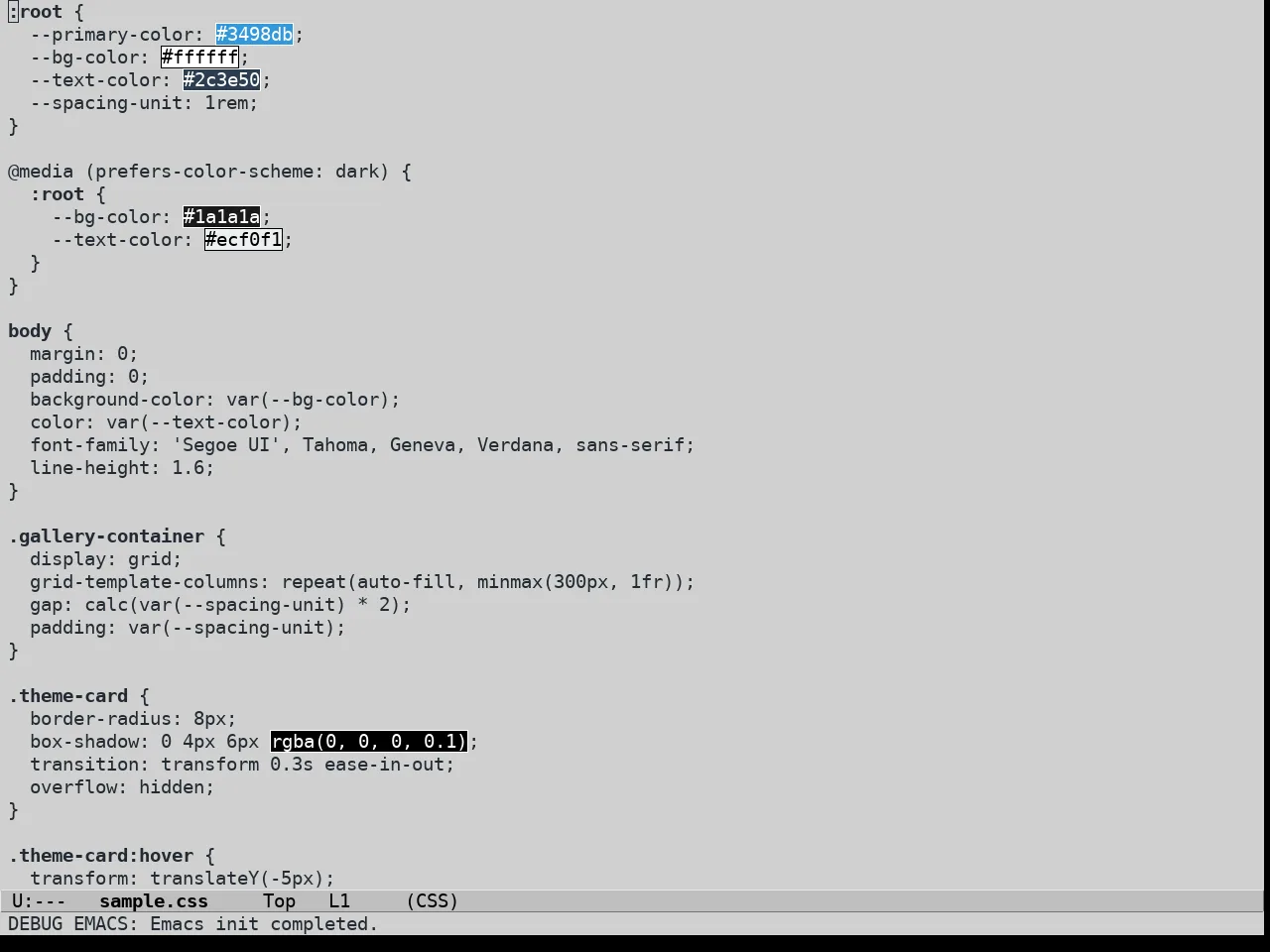 Grey Paper Theme in css-mode