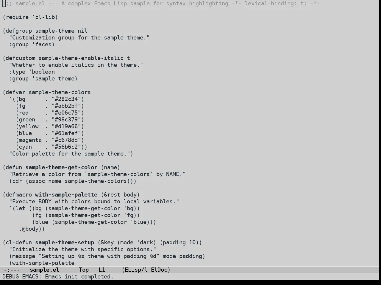 Grey Paper Theme in emacs-lisp-mode