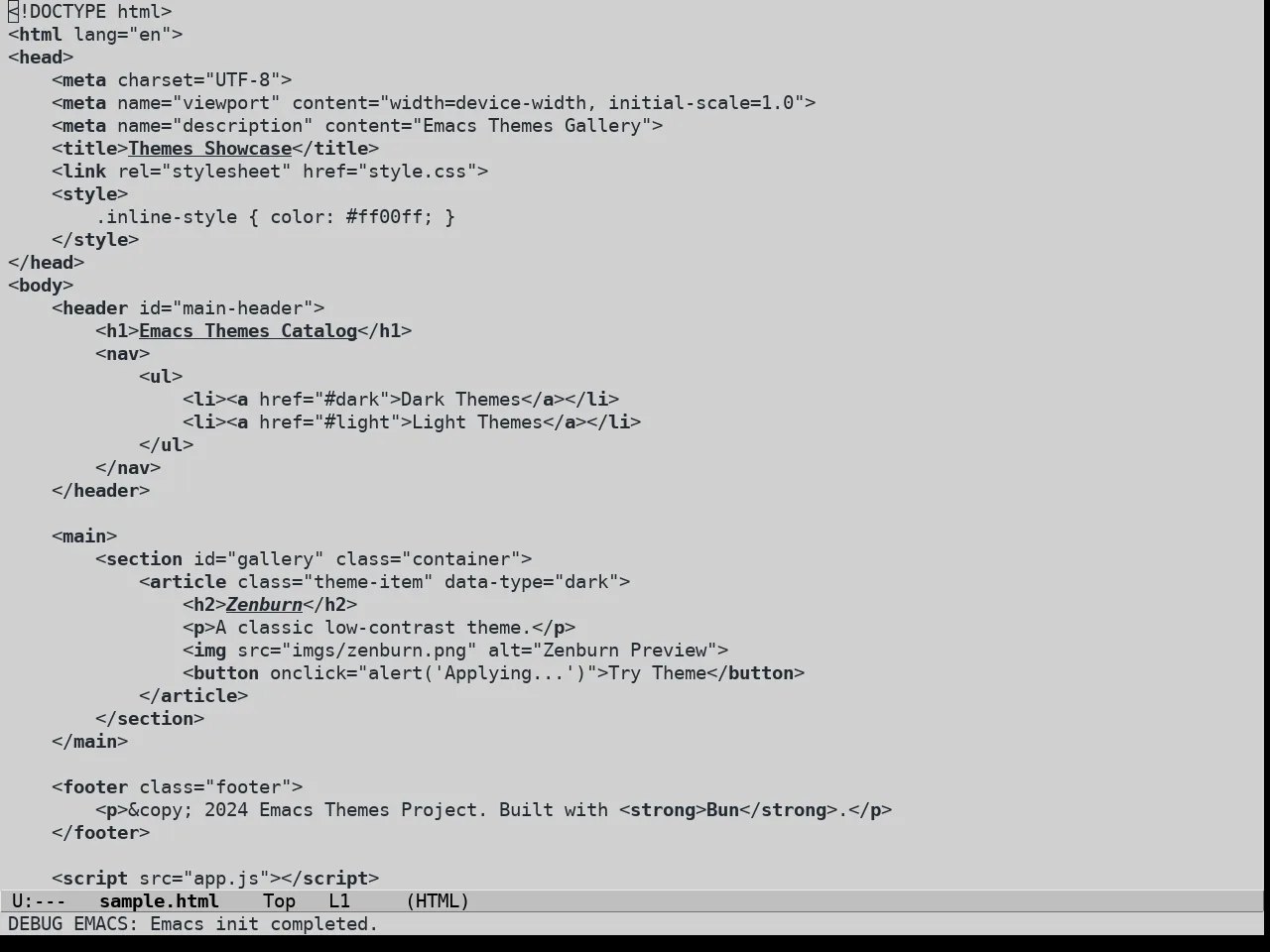 Grey Paper Theme in html-mode