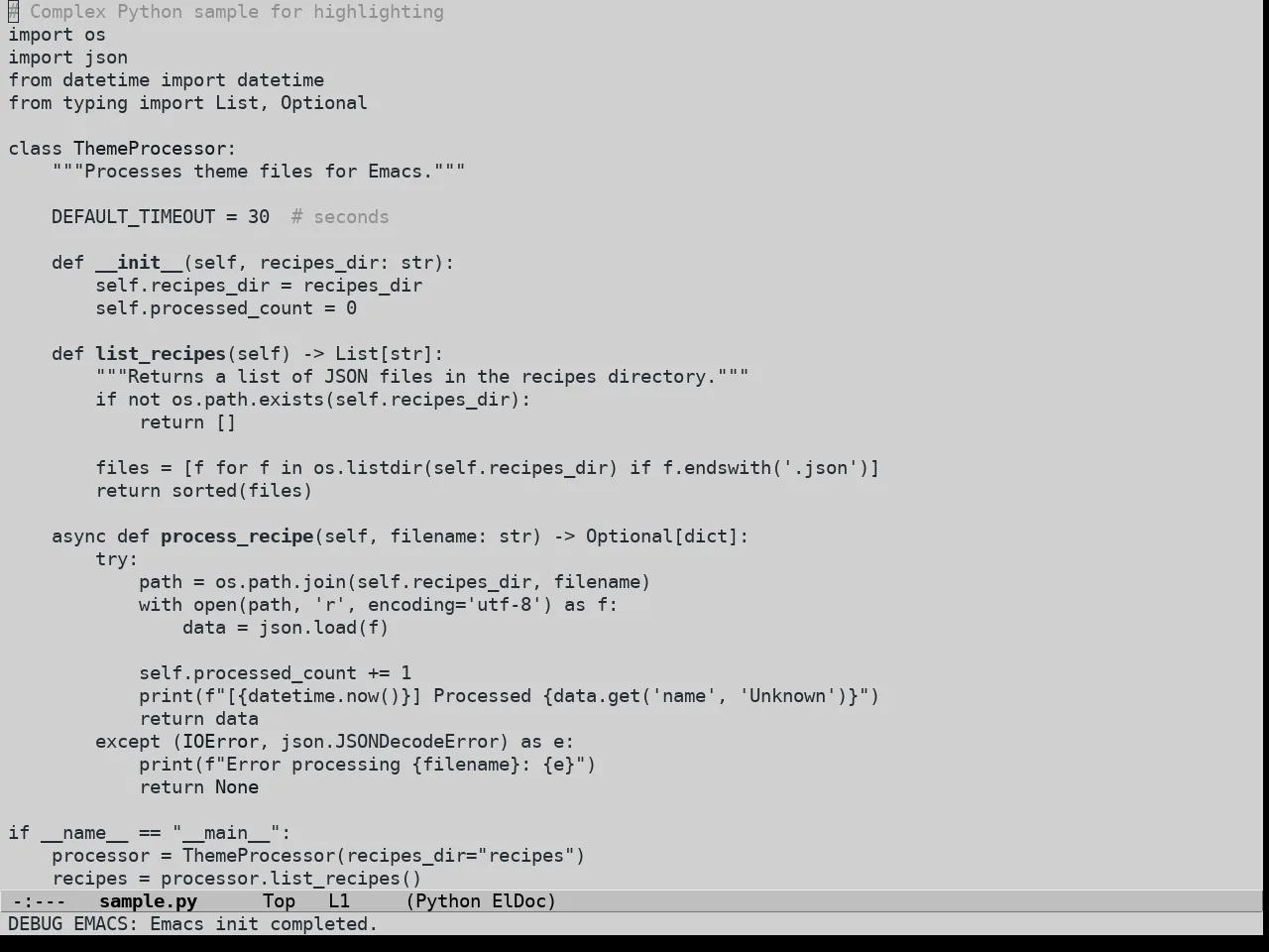 Grey Paper Theme in python-mode