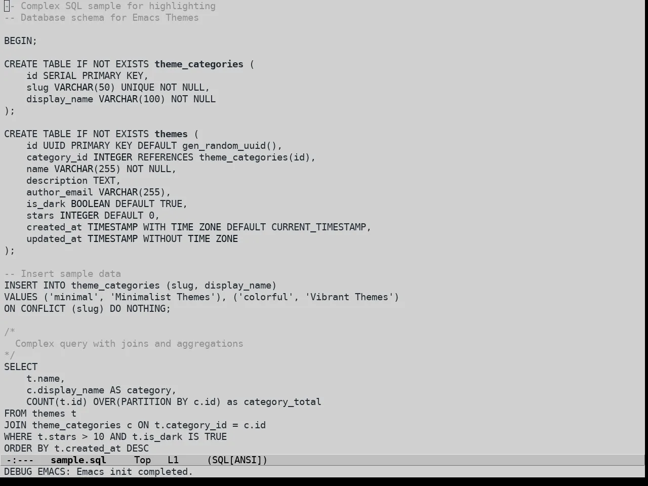 Grey Paper Theme in sql-mode