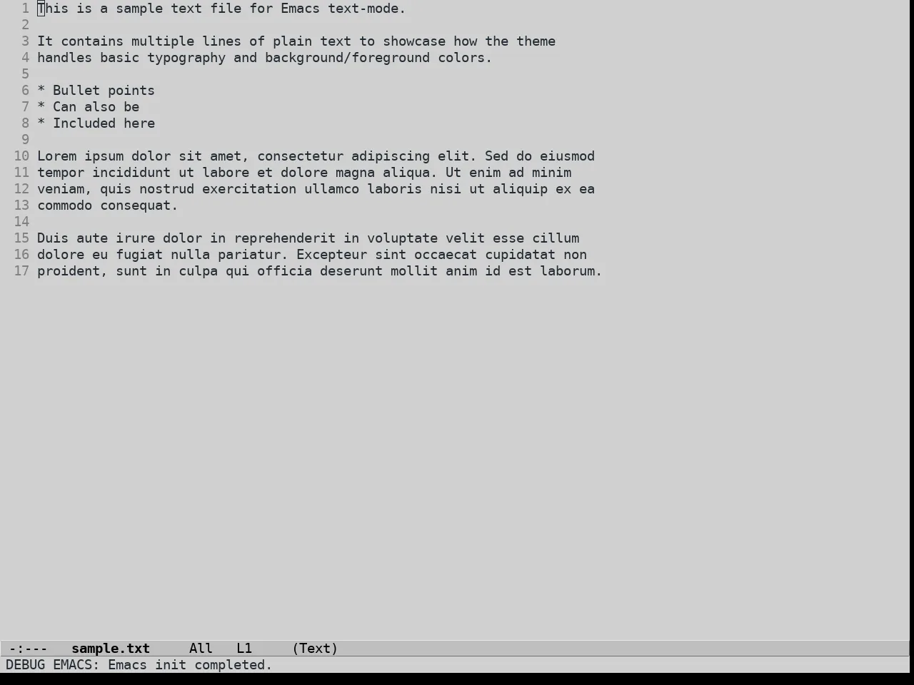 Grey Paper Theme in text-mode