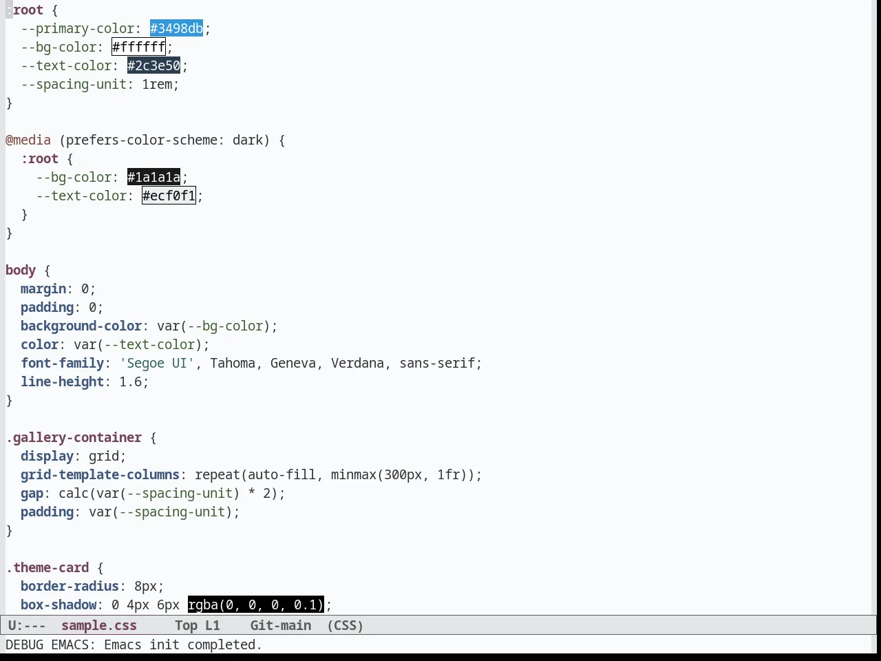 Greymatters Theme in css-mode