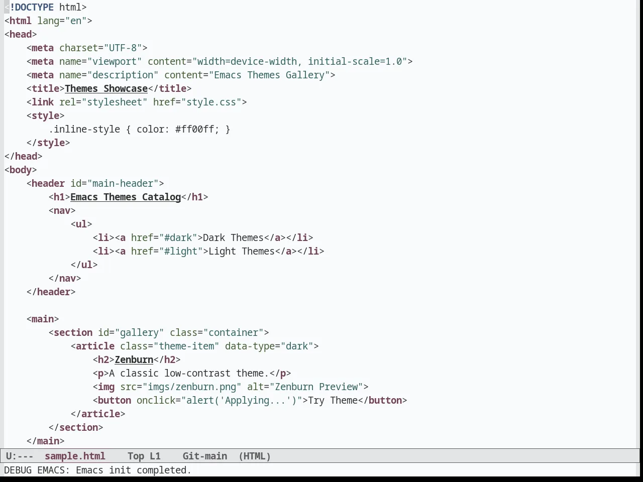 Greymatters Theme in html-mode