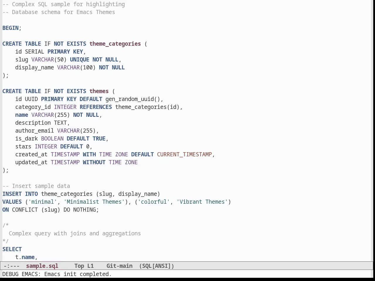Greymatters Theme in sql-mode