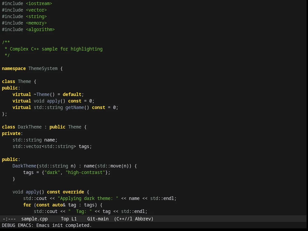 Gruber Darker Theme in c++-mode