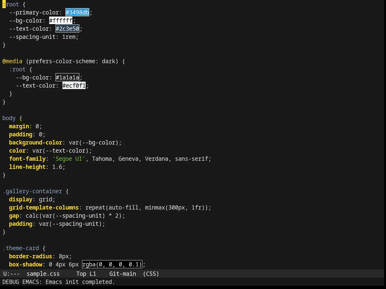 Gruber Darker Theme in css-mode