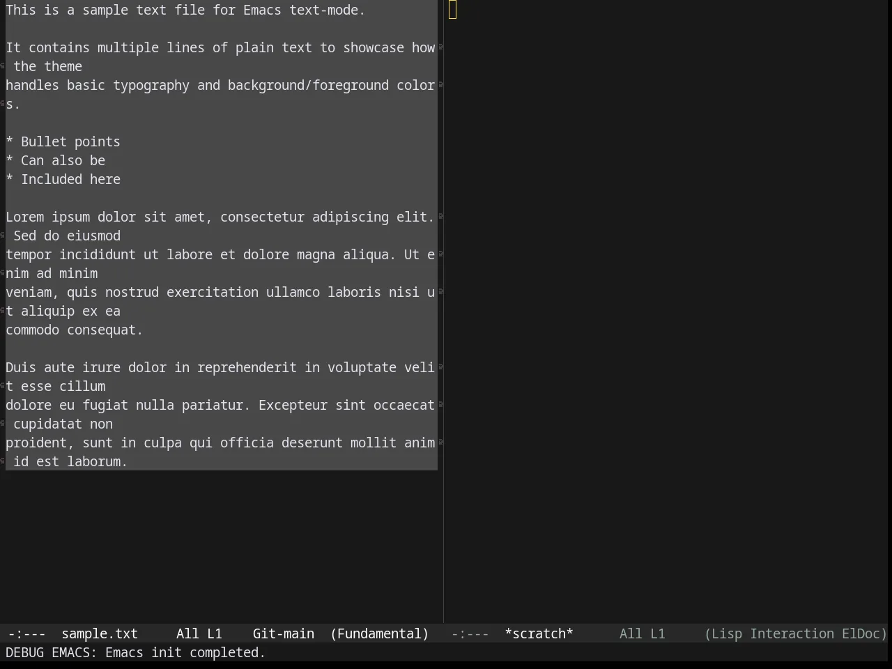 Gruber Darker Theme in fundamental-mode