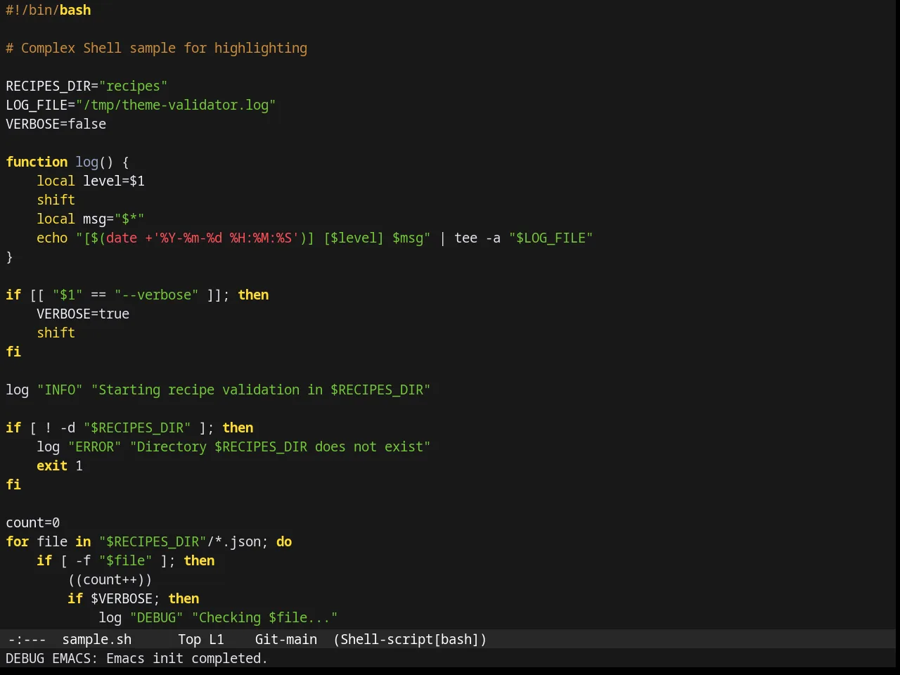 Gruber Darker Theme in sh-mode