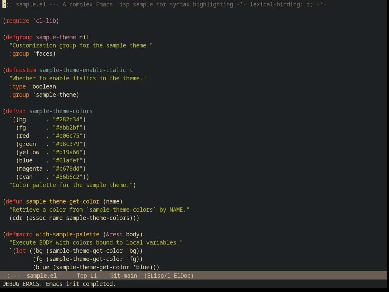 Gruvbox Dark Hard Theme in emacs-lisp-mode