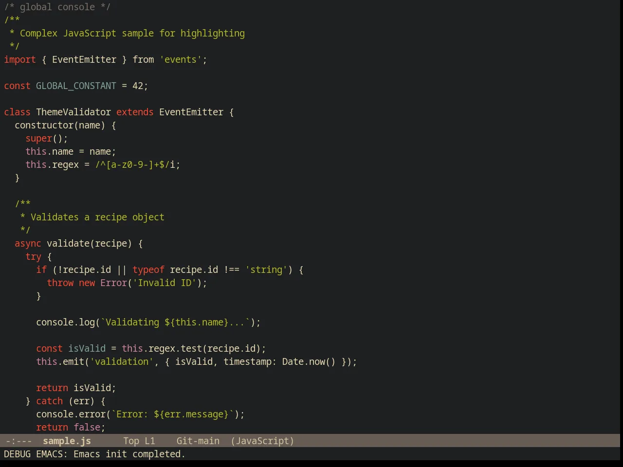 Gruvbox Dark Hard Theme in javascript-mode