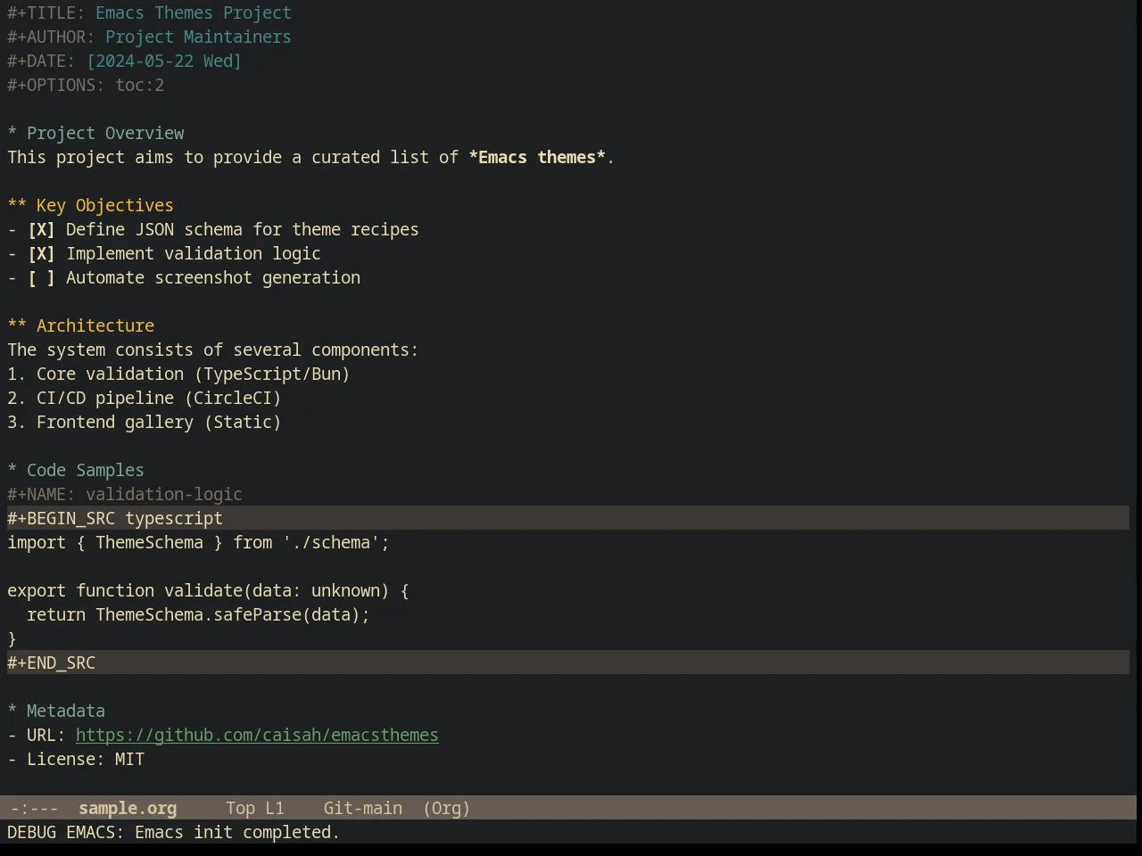 Gruvbox Dark Hard Theme in org-mode