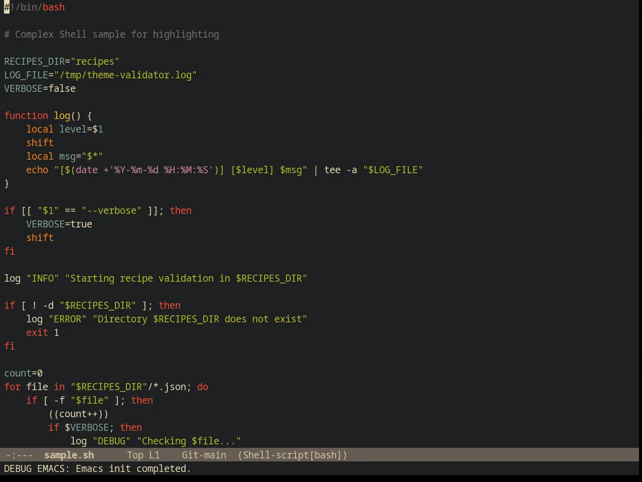 Gruvbox Dark Hard Theme in sh-mode