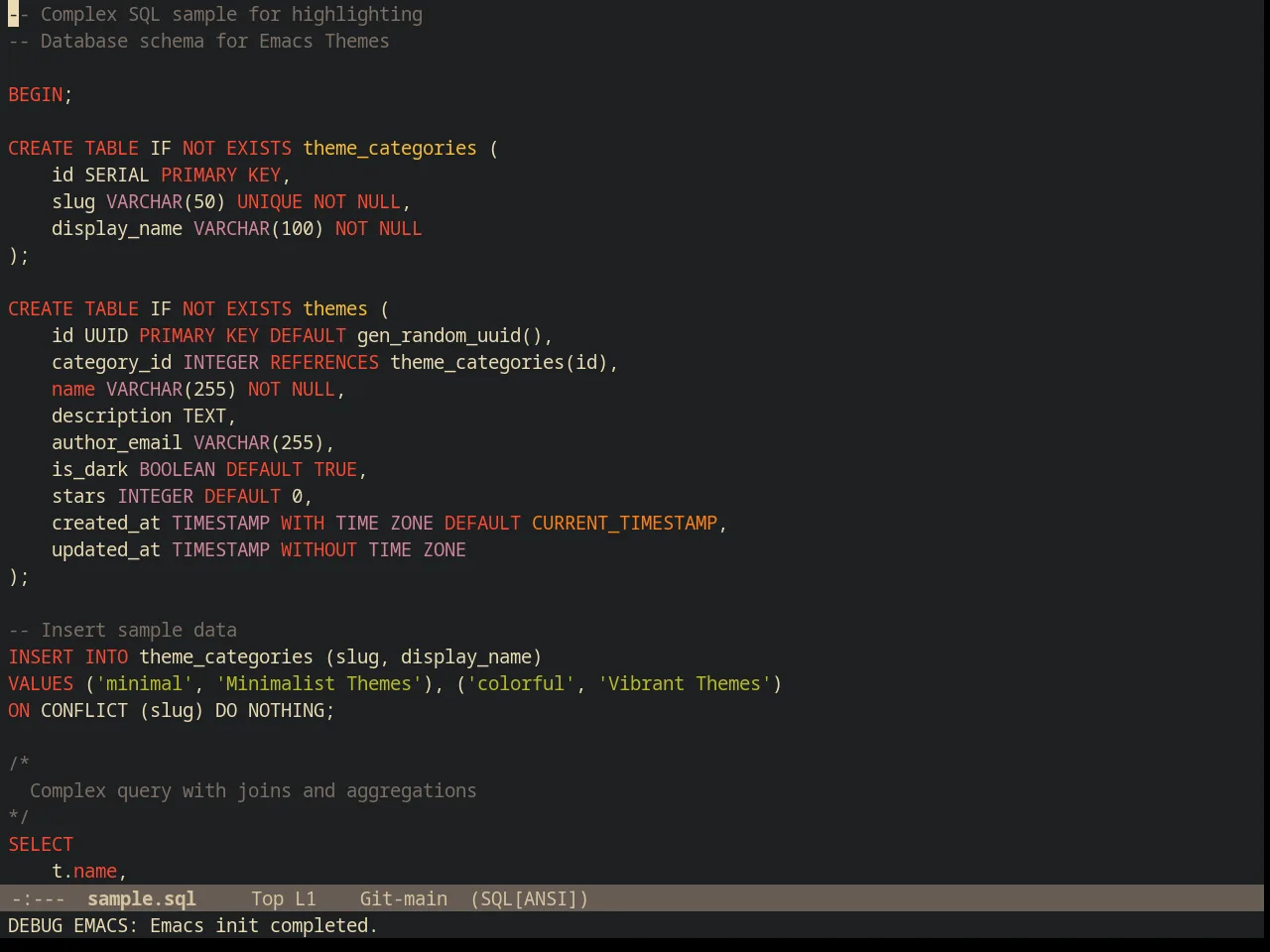 Gruvbox Dark Hard Theme in sql-mode