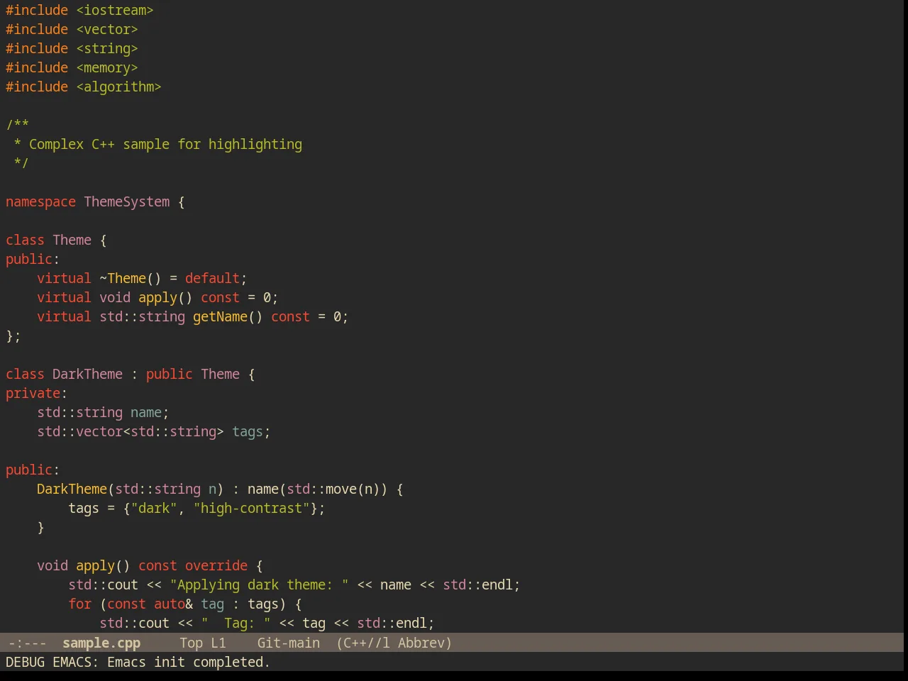 Gruvbox Dark Medium Theme in c++-mode