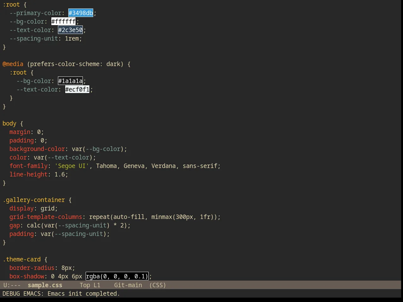 Gruvbox Dark Medium Theme in css-mode