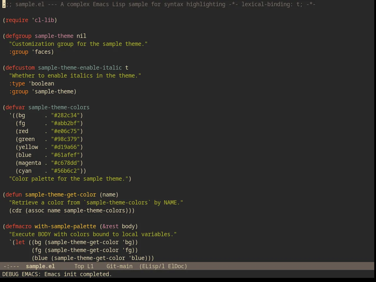 Gruvbox Dark Medium Theme in emacs-lisp-mode