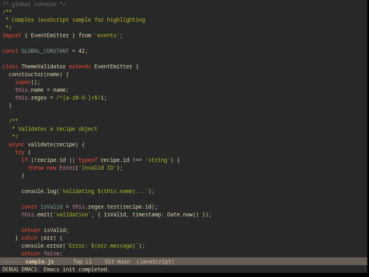 Gruvbox Dark Medium Theme in javascript-mode
