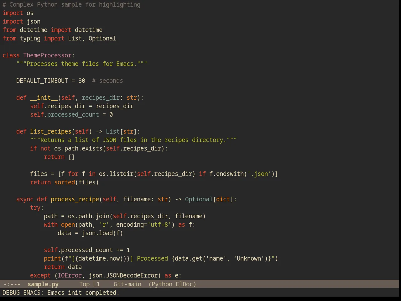 Gruvbox Dark Medium Theme in python-mode