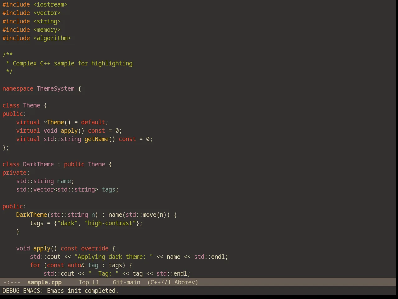 Gruvbox Dark Soft Theme in c++-mode
