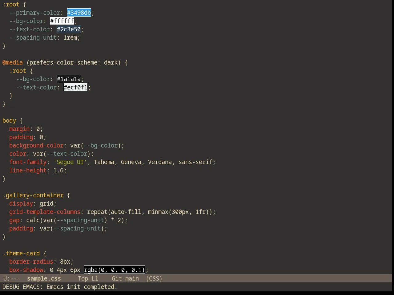 Gruvbox Dark Soft Theme in css-mode