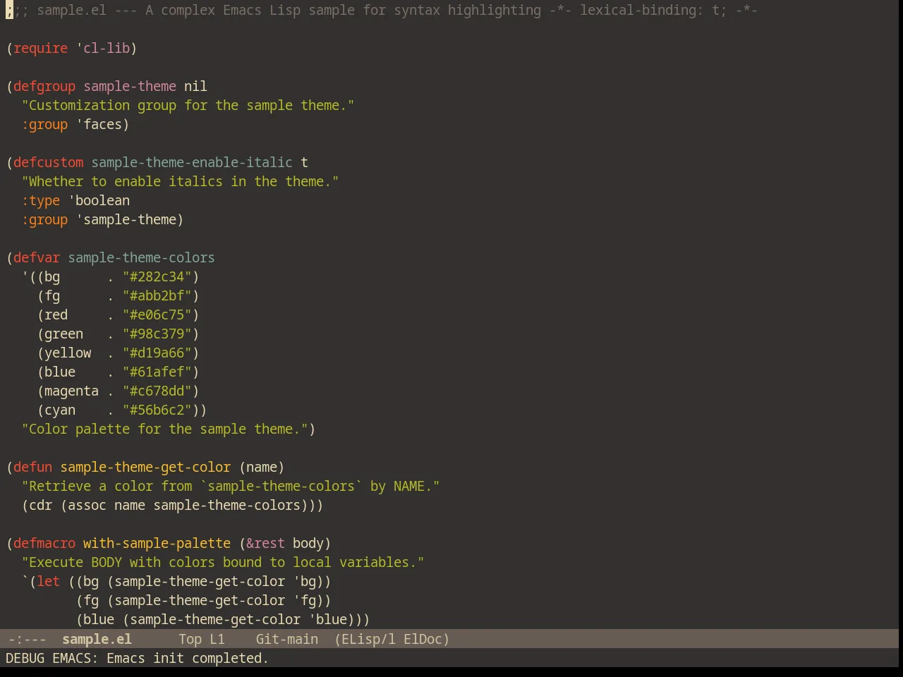 Gruvbox Dark Soft Theme in emacs-lisp-mode
