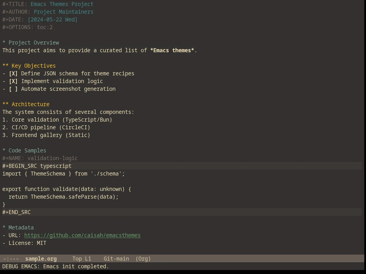 Gruvbox Dark Soft Theme in org-mode