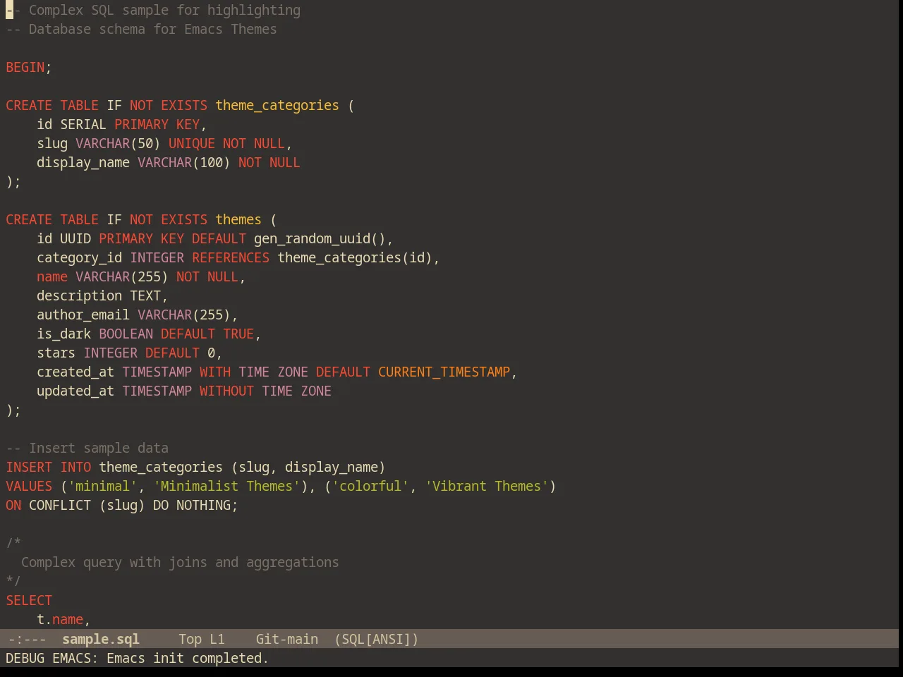Gruvbox Dark Soft Theme in sql-mode