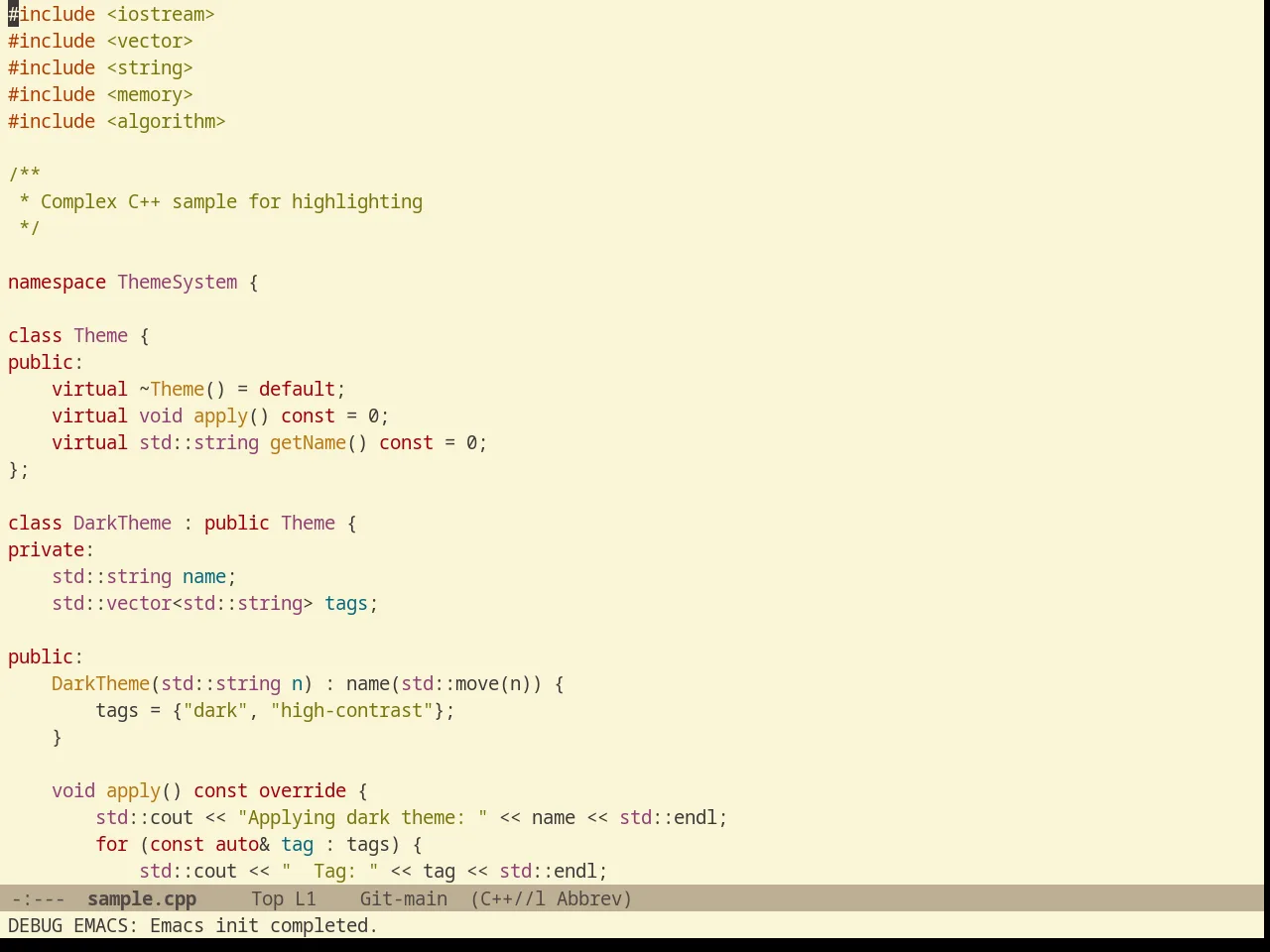 Gruvbox Light Hard Theme in c++-mode