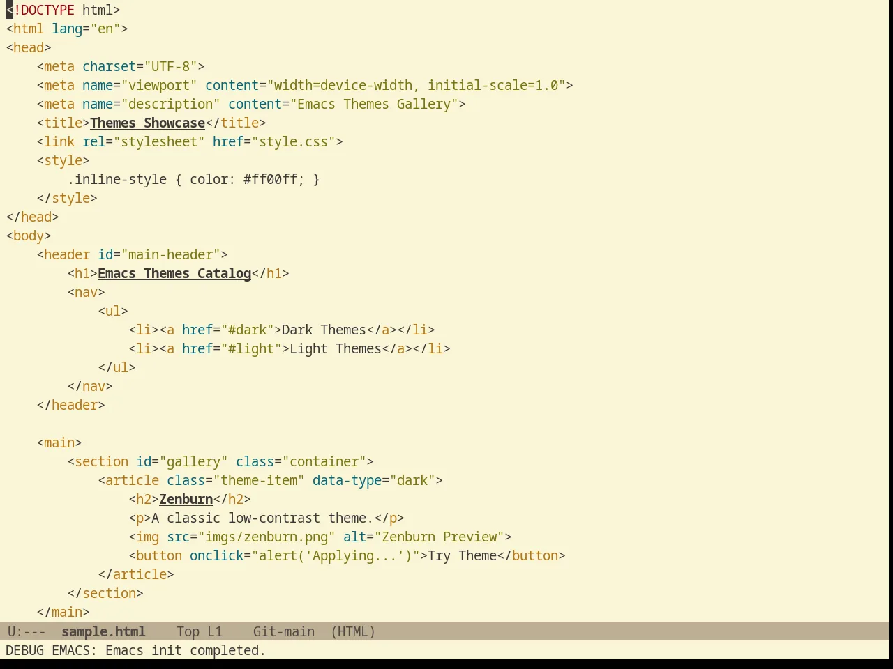Gruvbox Light Hard Theme in html-mode