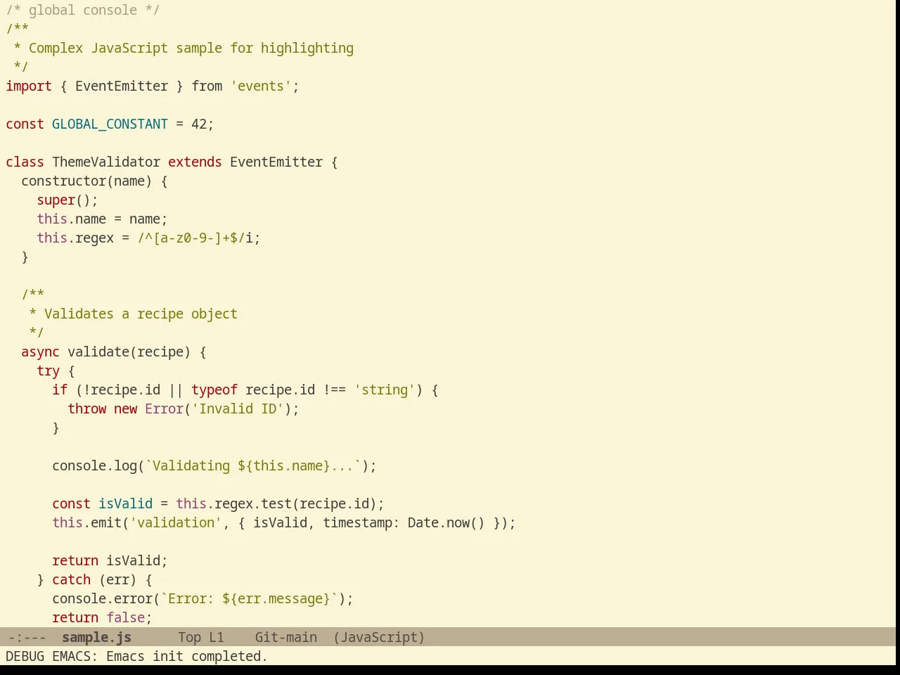 Gruvbox Light Hard Theme in javascript-mode