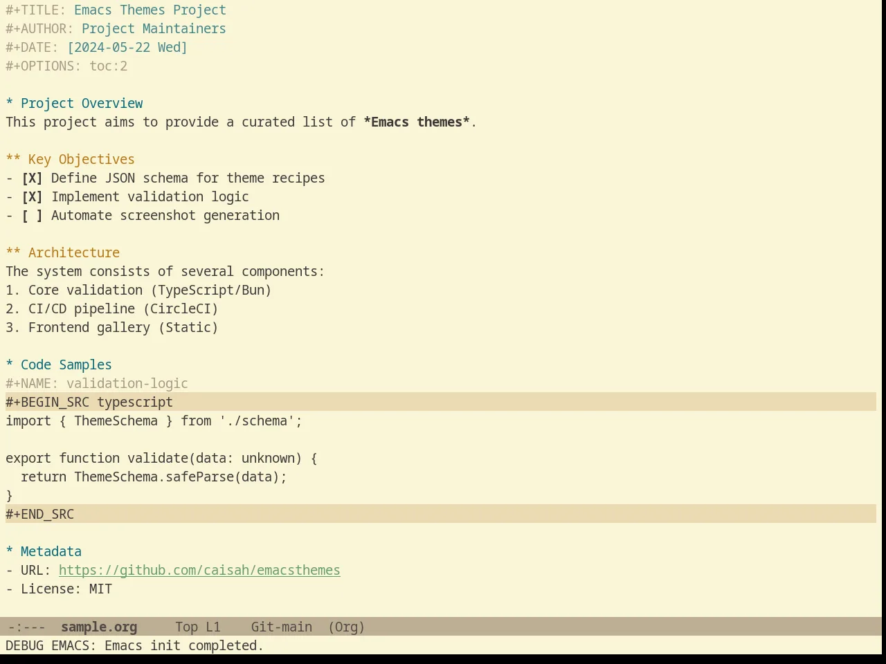 Gruvbox Light Hard Theme in org-mode