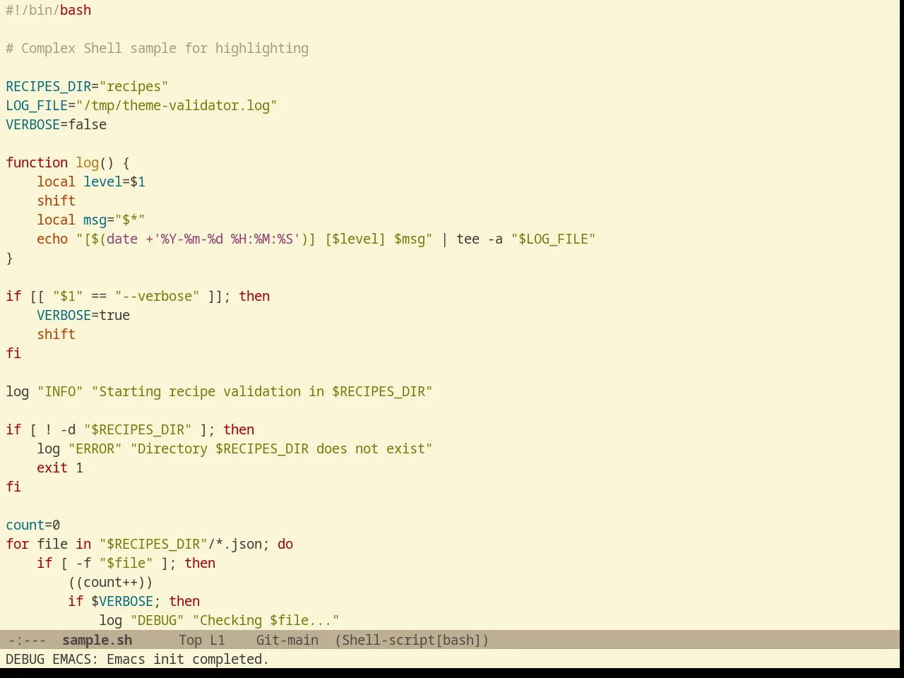 Gruvbox Light Hard Theme in sh-mode