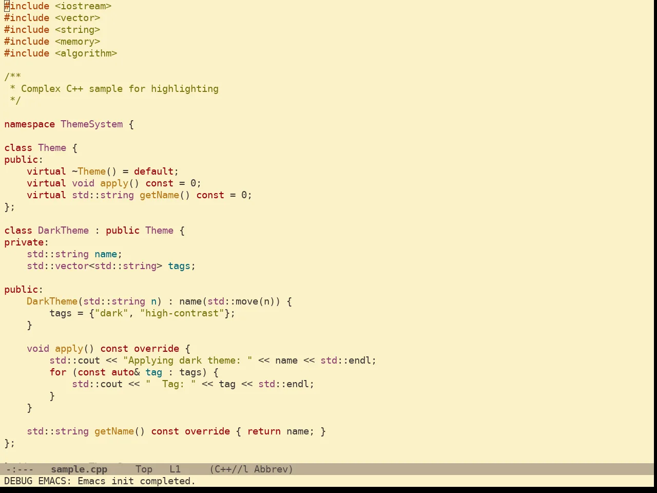 Gruvbox Light Medium Theme in c++-mode