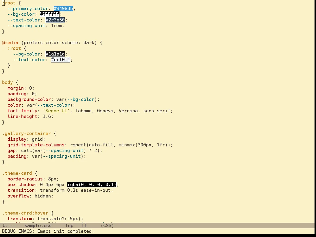 Gruvbox Light Medium Theme in css-mode