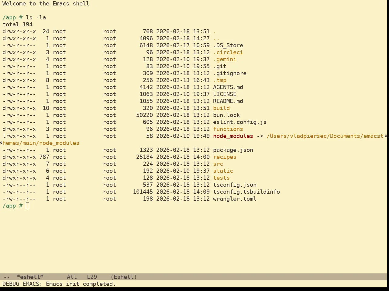 Gruvbox Light Medium Theme in eshell
