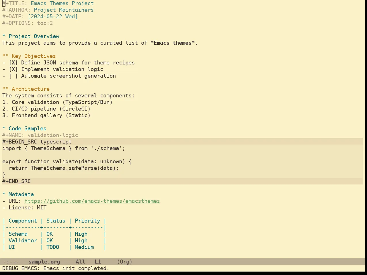 Gruvbox Light Medium Theme in org-mode
