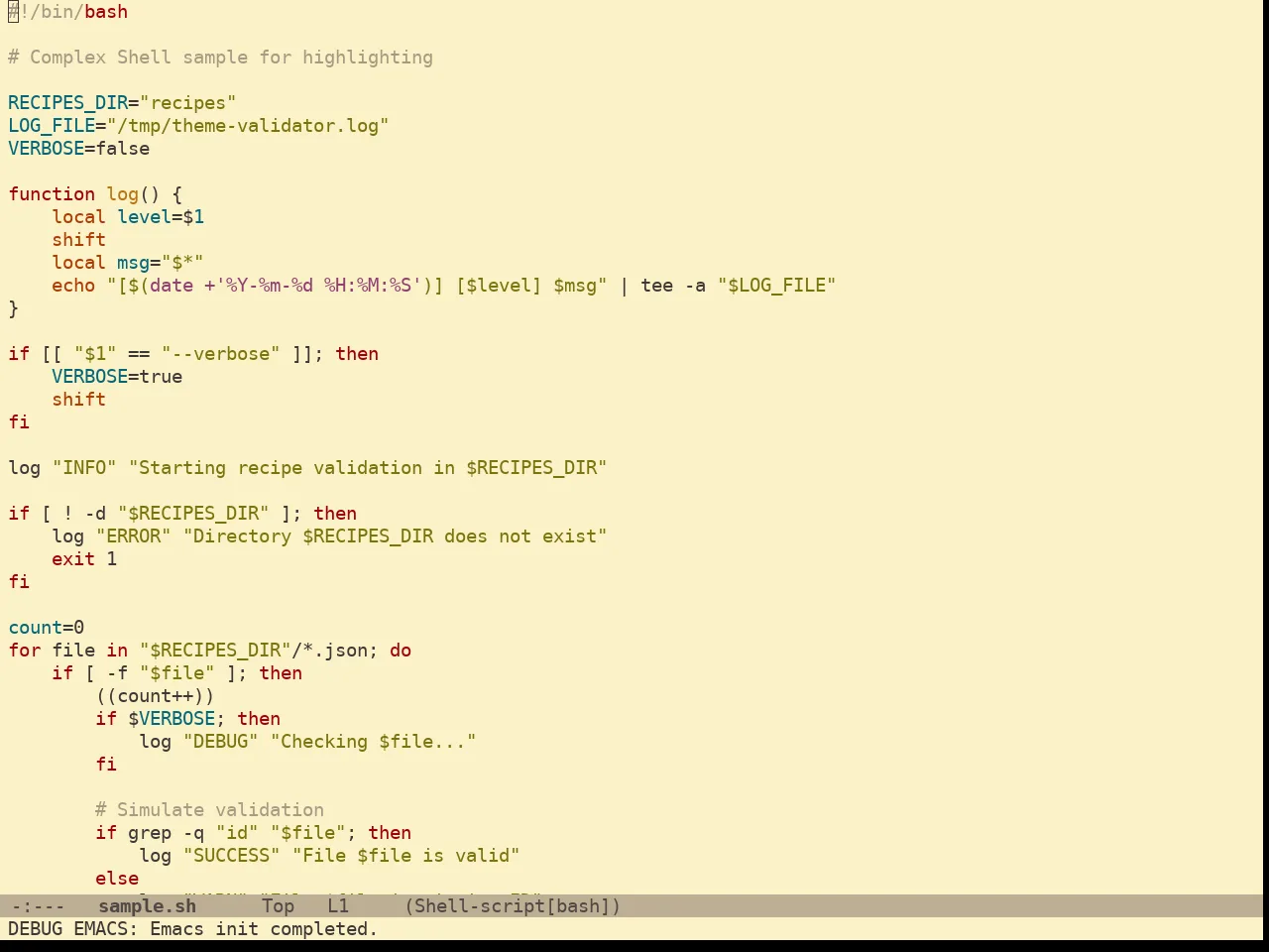 Gruvbox Light Medium Theme in sh-mode