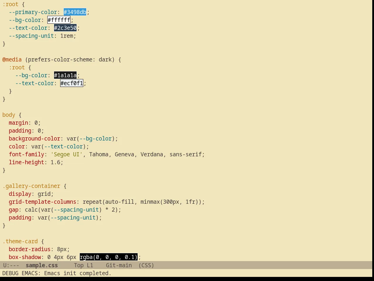 Gruvbox Light Soft Theme in css-mode