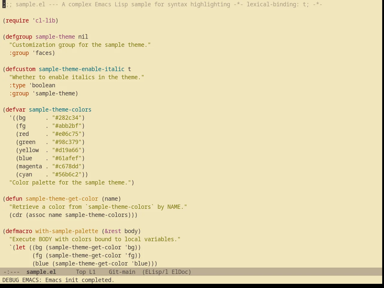 Gruvbox Light Soft Theme in emacs-lisp-mode