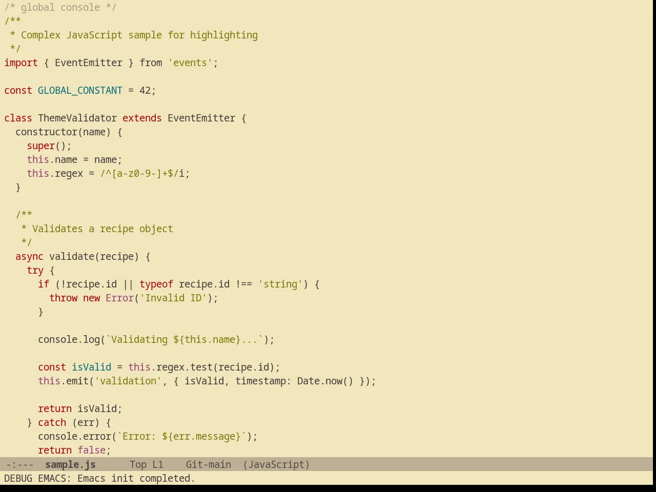 Gruvbox Light Soft Theme in javascript-mode