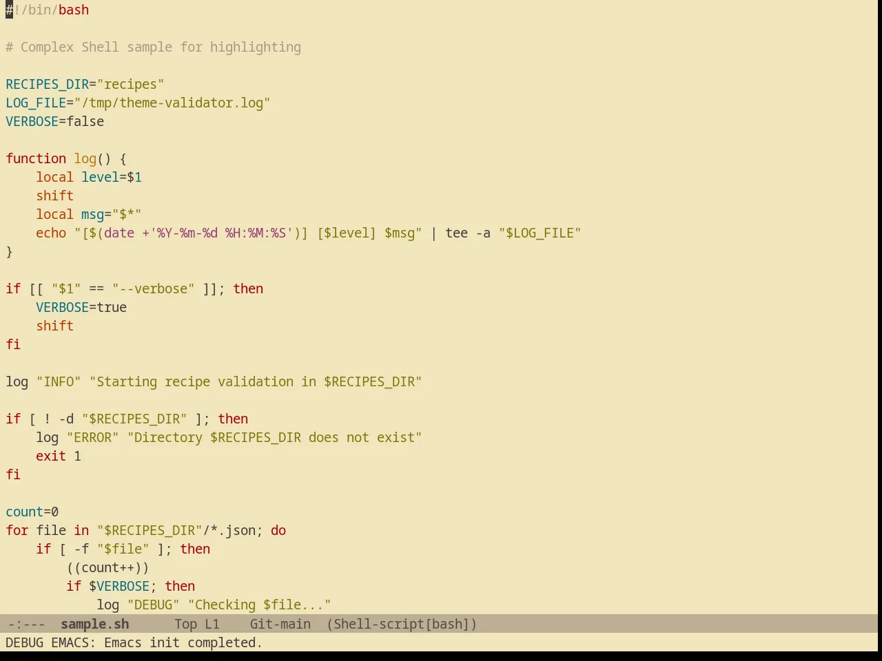 Gruvbox Light Soft Theme in sh-mode