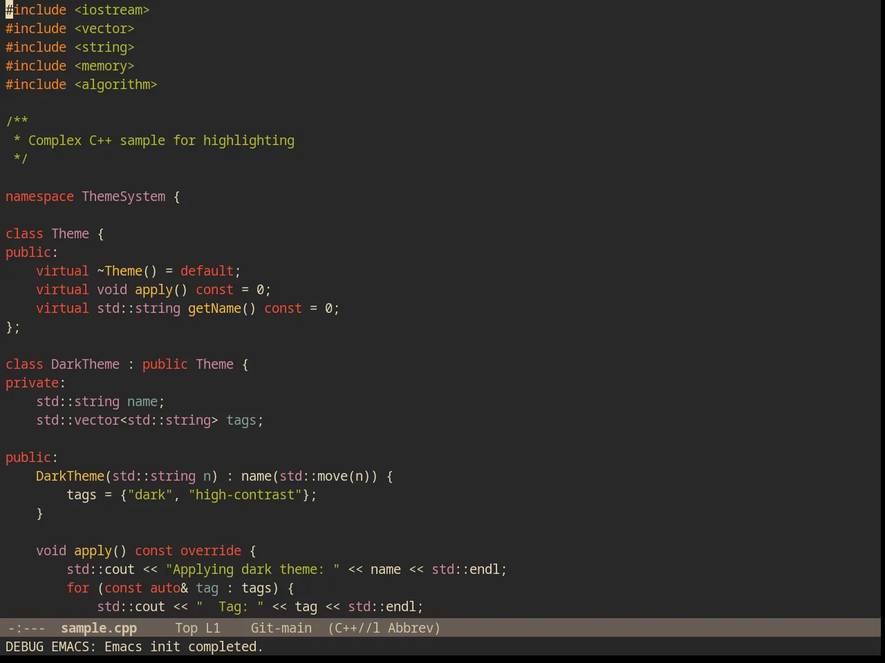 Gruvbox Theme in c++-mode